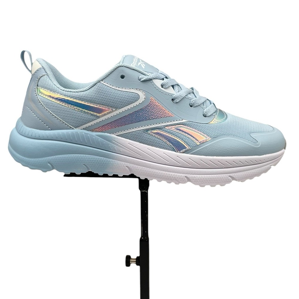 Reebok Youth Big Girls Rush Sneakers Size 7 Blue Iridescent Sky Blue Lace Up